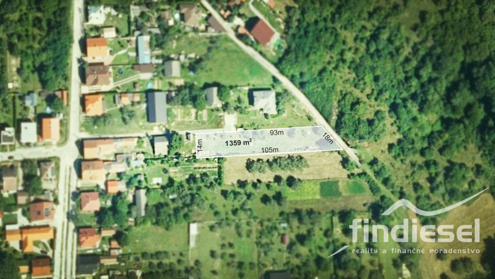 Pozemok na stavbu domu  1359 m2 Nedožery - Brezany